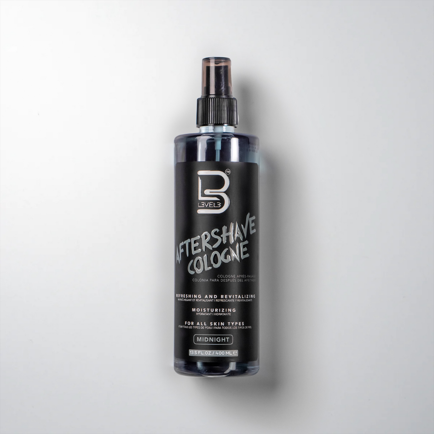 L3VEL3 After Shave Cologne 400 ml, dopobarba formato barber — fragranza Midnight