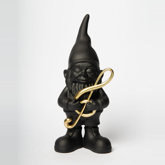 Nano Music Blogo Design nero con chiave di violino oro, di fronte