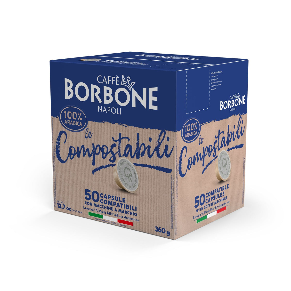 Astuccio da 50 capsule compostabili Caffè Borbone 100% Arabica compatibili Lavazza A Modo Mio