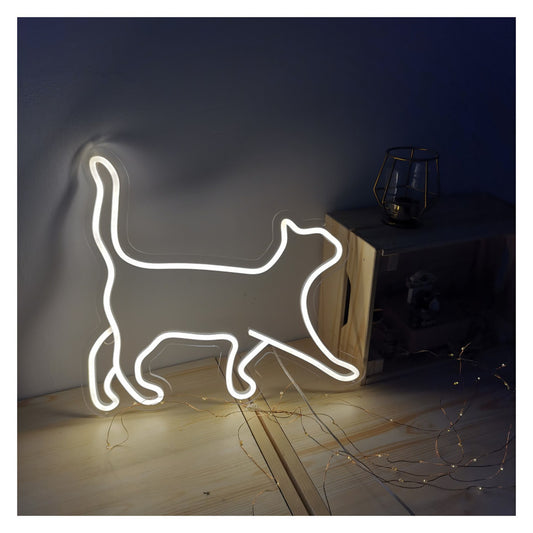 Insegna neon LED Candy Shock Cat accesa, 40 × 36 cm