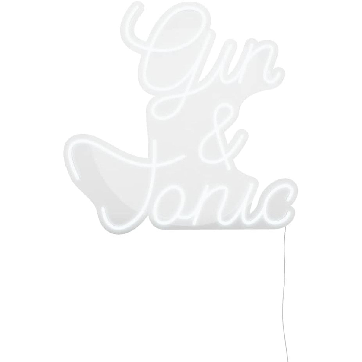 Insegna neon LED Candy Shock Gin & Tonic, scritta in corsivo 80 × 80 cm, spenta