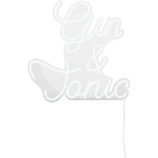 Insegna neon LED Candy Shock Gin & Tonic, scritta in corsivo 80 × 80 cm, spenta