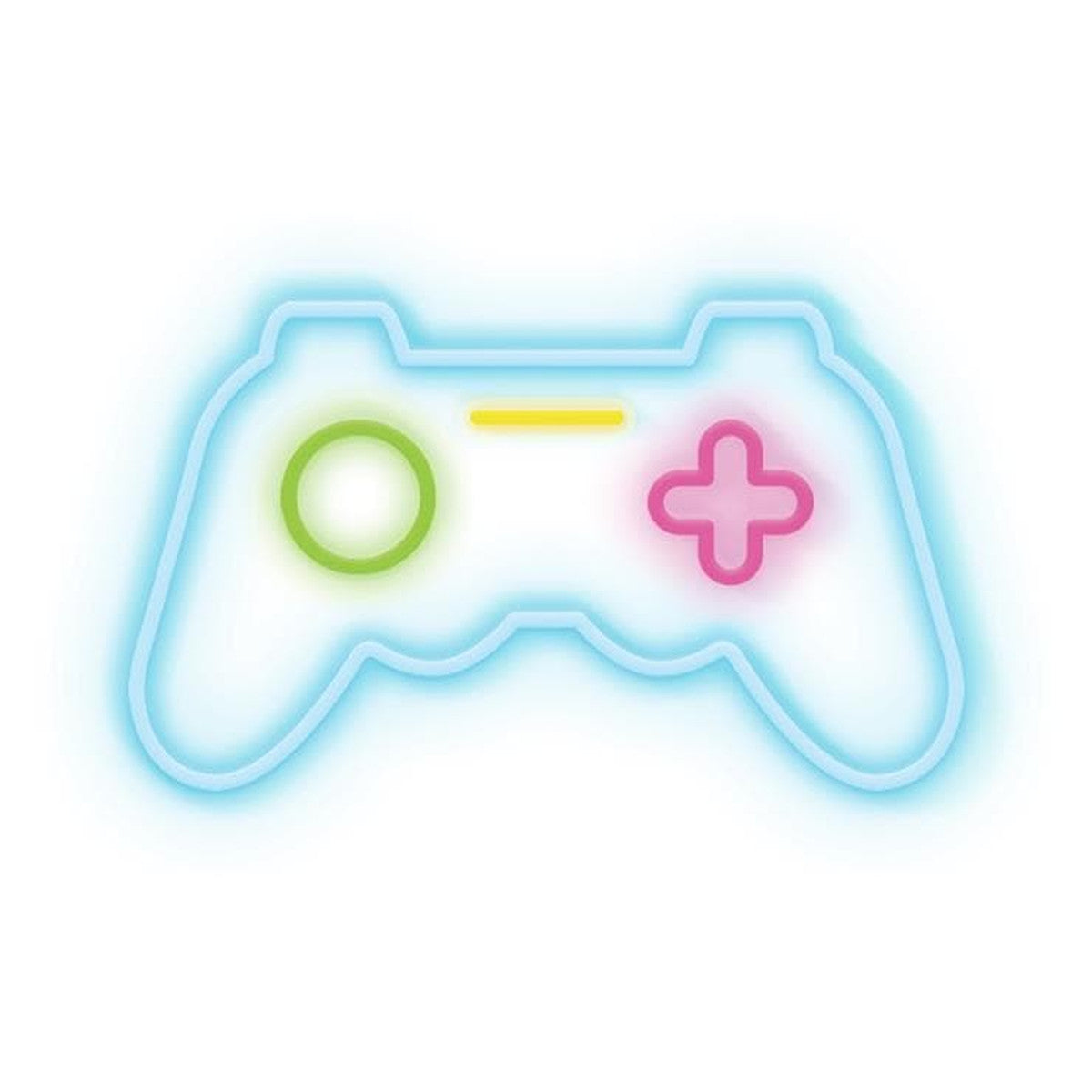 Insegna neon LED Candy Shock Joystick accesa, controller azzurro 40 × 25 cm