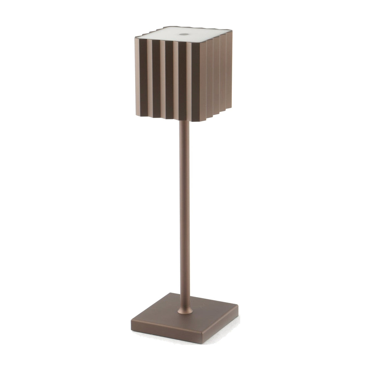Feng Cupcake, lampada da tavolo senza fili ricaricabile color bronzo con paralume quadrato plissé