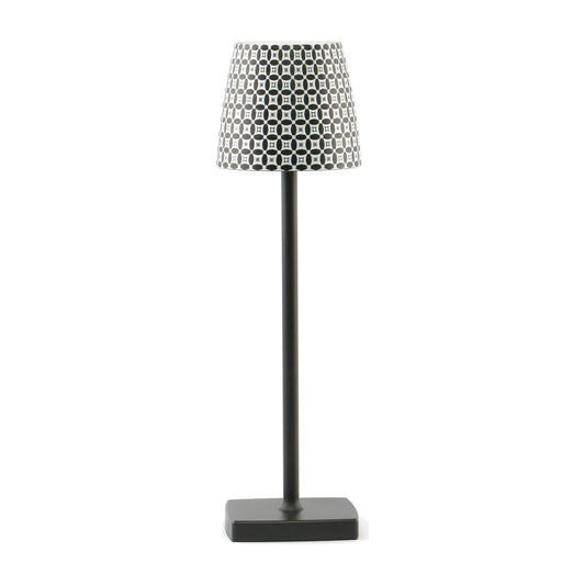 Feng Lumiere Mosaik, lampada da tavolo senza fili ricaricabile nera con paralume decorato