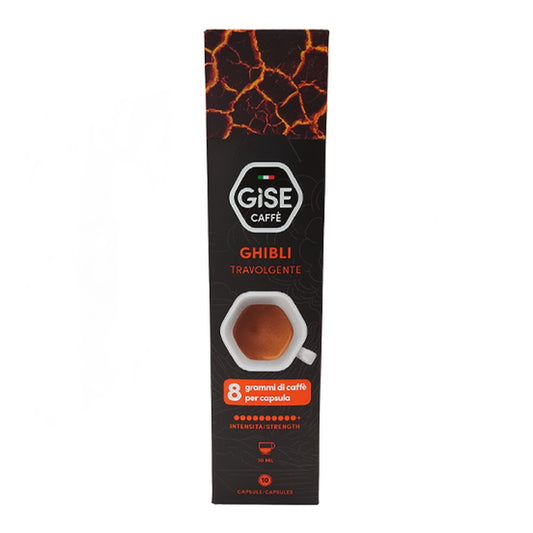 Confezione da 10 capsule Gise Caffè Ghibli Travolgente 100% Robusta per sistema Gise