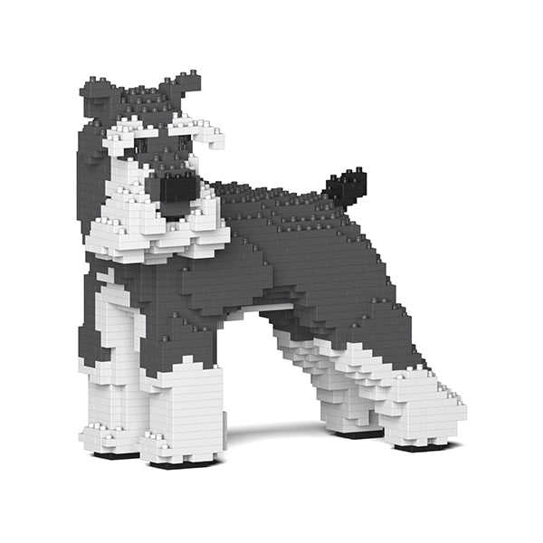 Scultura Jekca Schnauzer sale e pepe in mattoncini, vista di profilo
