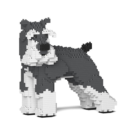 Scultura Jekca Schnauzer sale e pepe in mattoncini, vista di profilo