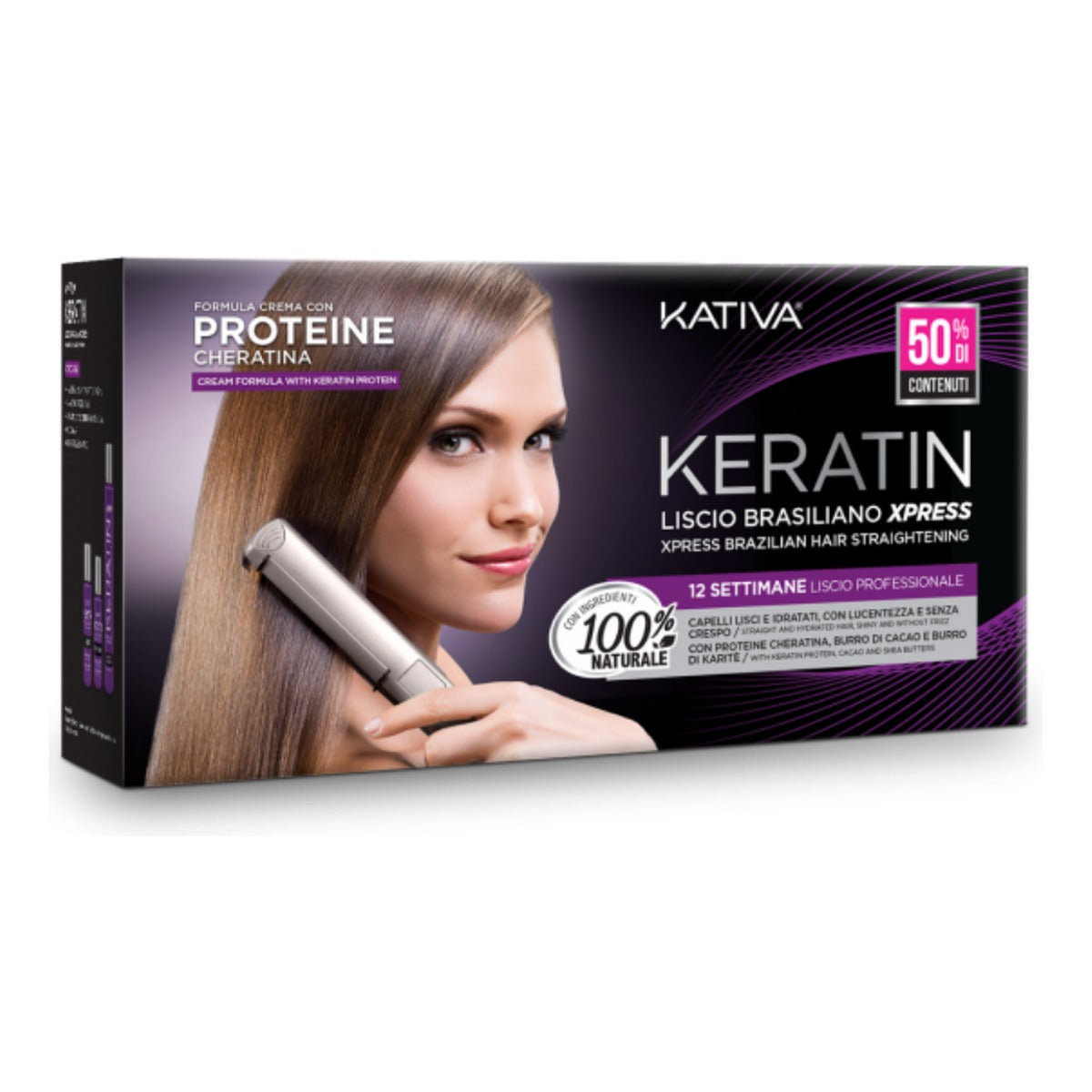 Kativa Keratin Xpress, kit lisciante brasiliano alla cheratina con shampoo, maschera e balsamo