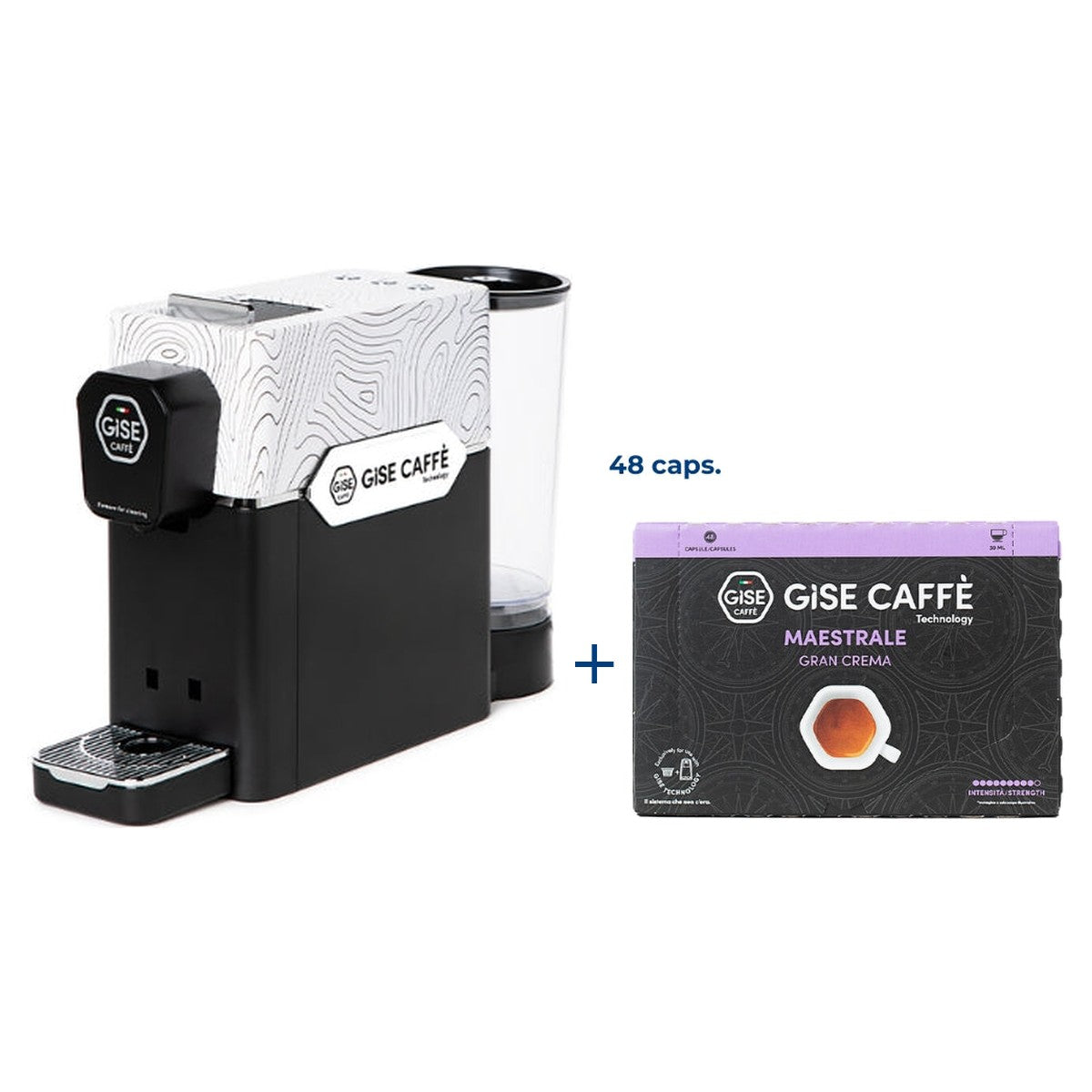Kit macchina caffè Gise Gea bianca con scatola da 48 capsule Maestrale