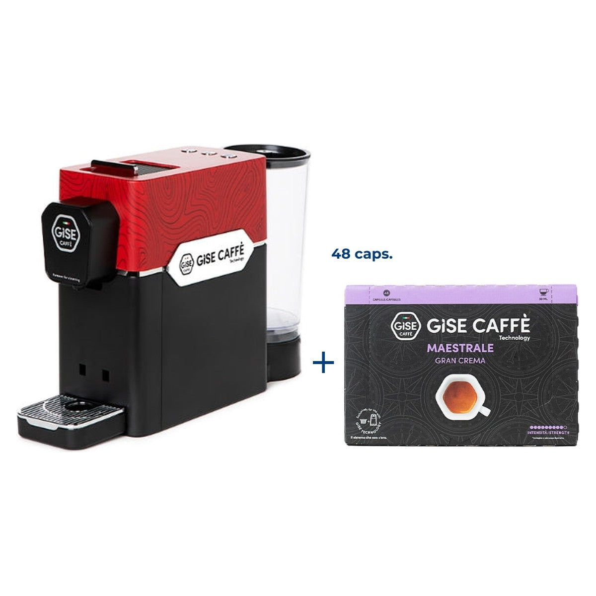 Kit macchina caffè Gise Gea rossa con scatola da 48 capsule Maestrale