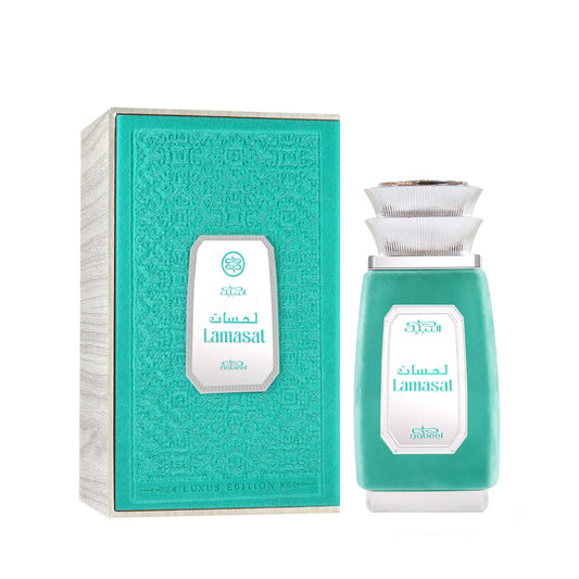 Flacone e confezione di Nabeel Lamasat Eau de Parfum da 100 ml