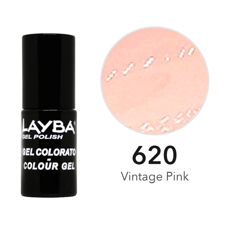 Layba Gel Polish 620 Vintage Pink — flacone e colore