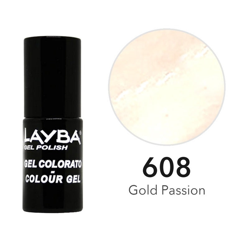 Layba Gel Polish 608 Gold Passion — flacone e colore