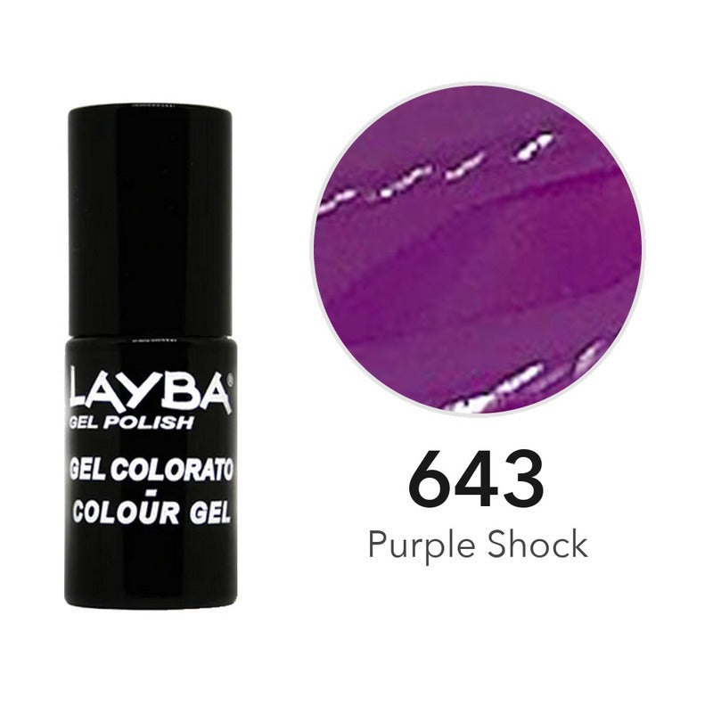 Layba Gel Polish 643 Purple Shock — flacone e colore