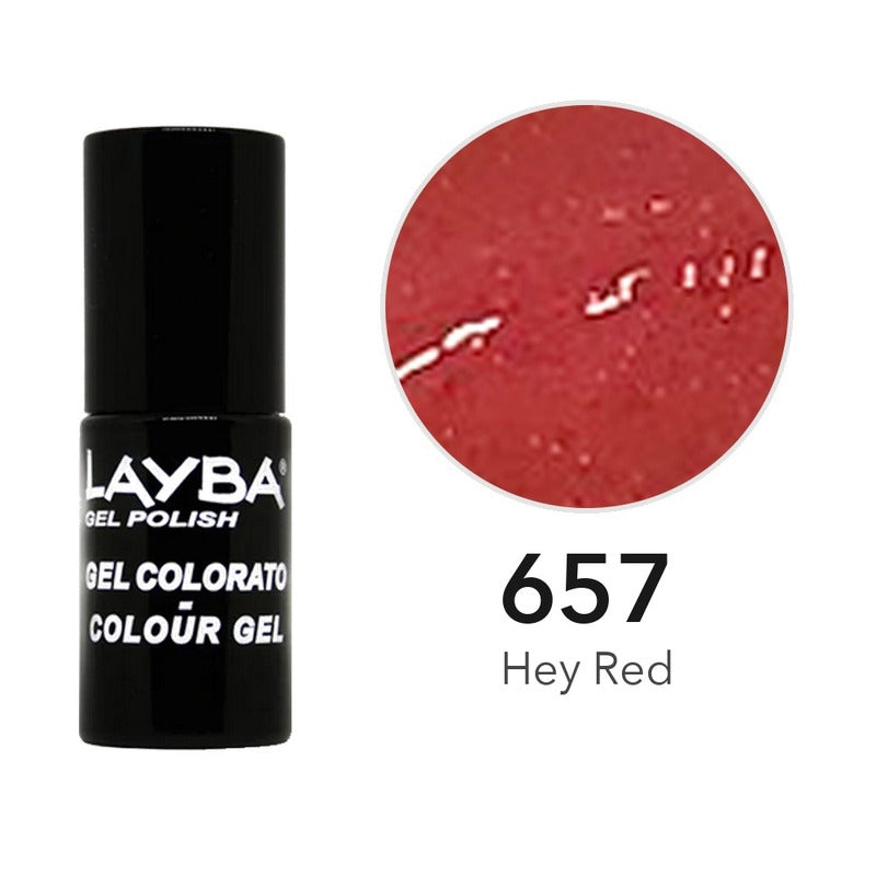 Layba Gel Polish 657 Hey Red — flacone e colore