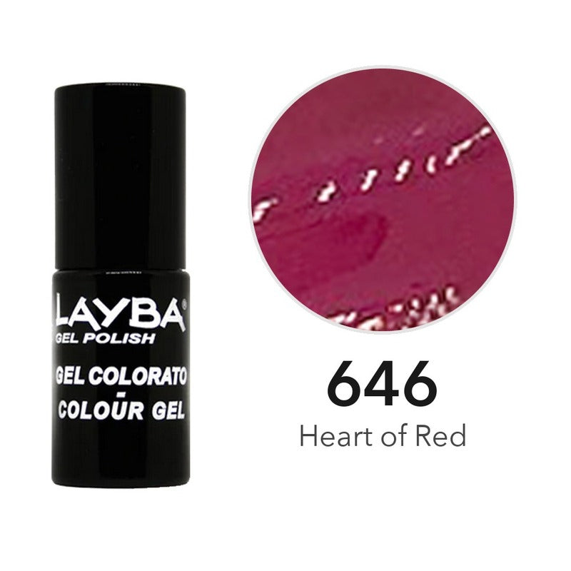 Layba Gel Polish 646 Heart of Red — flacone e colore
