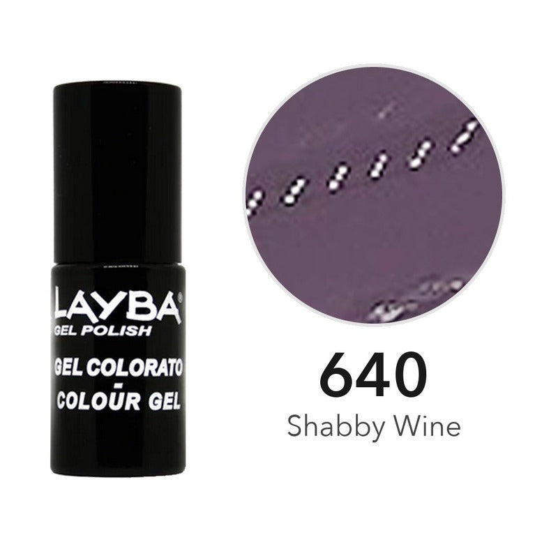 Layba Gel Polish 640 Shabby Wine — flacone e colore
