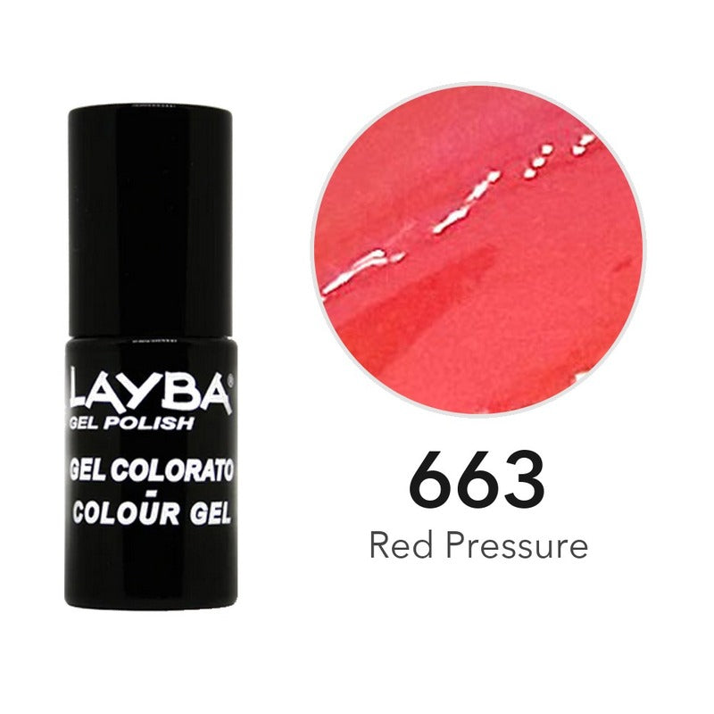 Layba Gel Polish 663 Red Pressure — flacone e colore