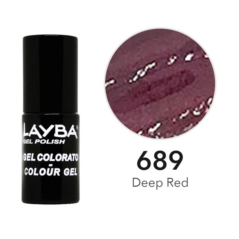 Layba Gel Polish 689 Deep Red — flacone e colore