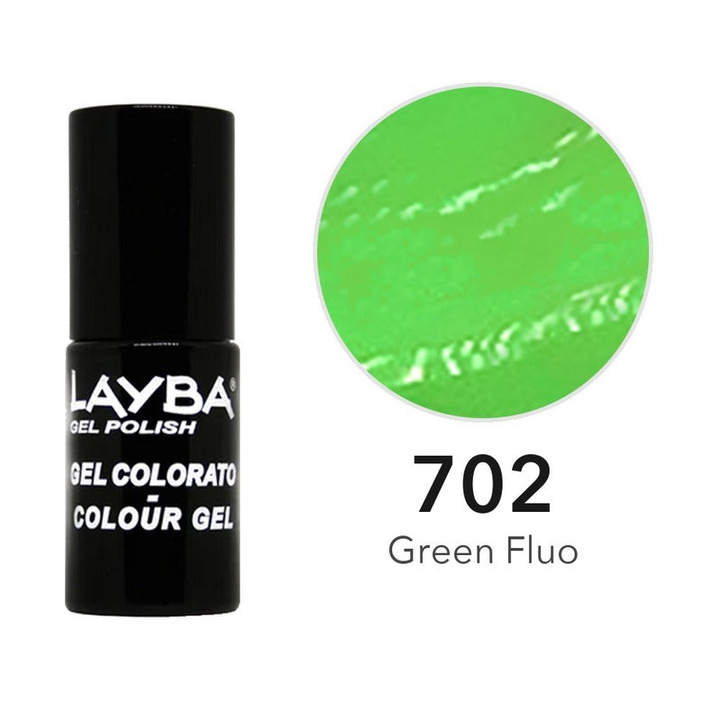 Layba Gel Polish 702 Green Fluo — flacone e colore