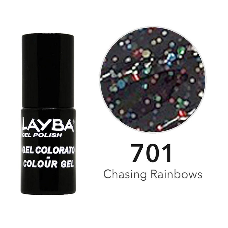 Layba Gel Polish 701 Chasing Rainbows — flacone e colore