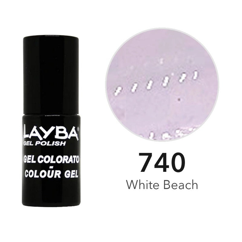 Layba Gel Polish 740 White Beach — flacone e colore