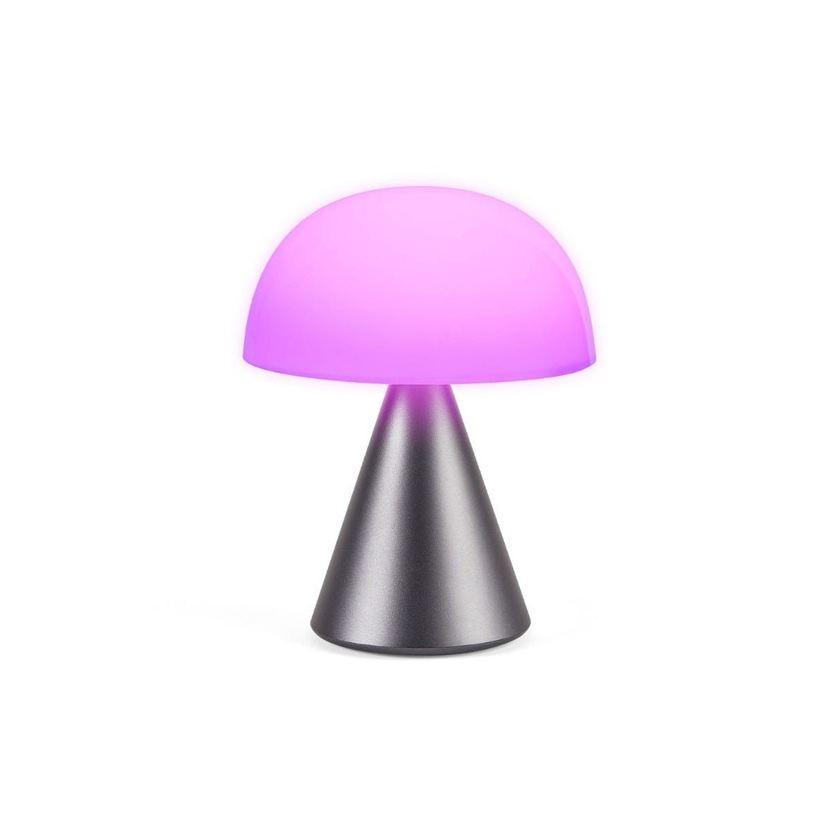 Lexon Mina L lampada da tavolo senza fili ricaricabile gun metal, luce viola