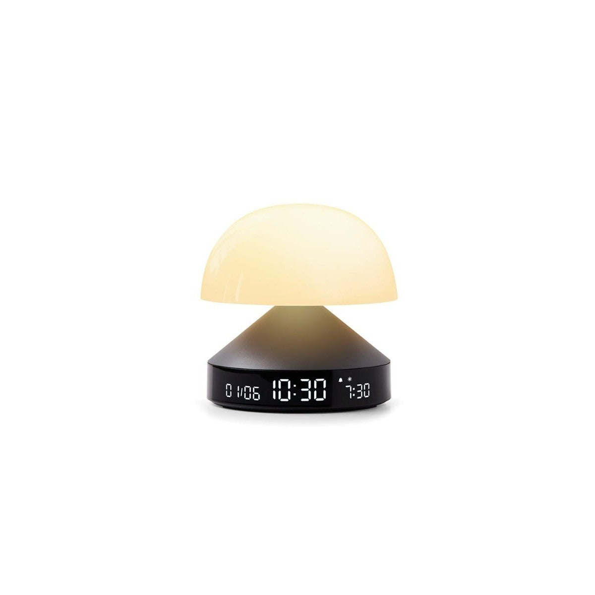 Lexon Mina Sunrise sveglia con luce dell'alba gun metal, luce calda e display