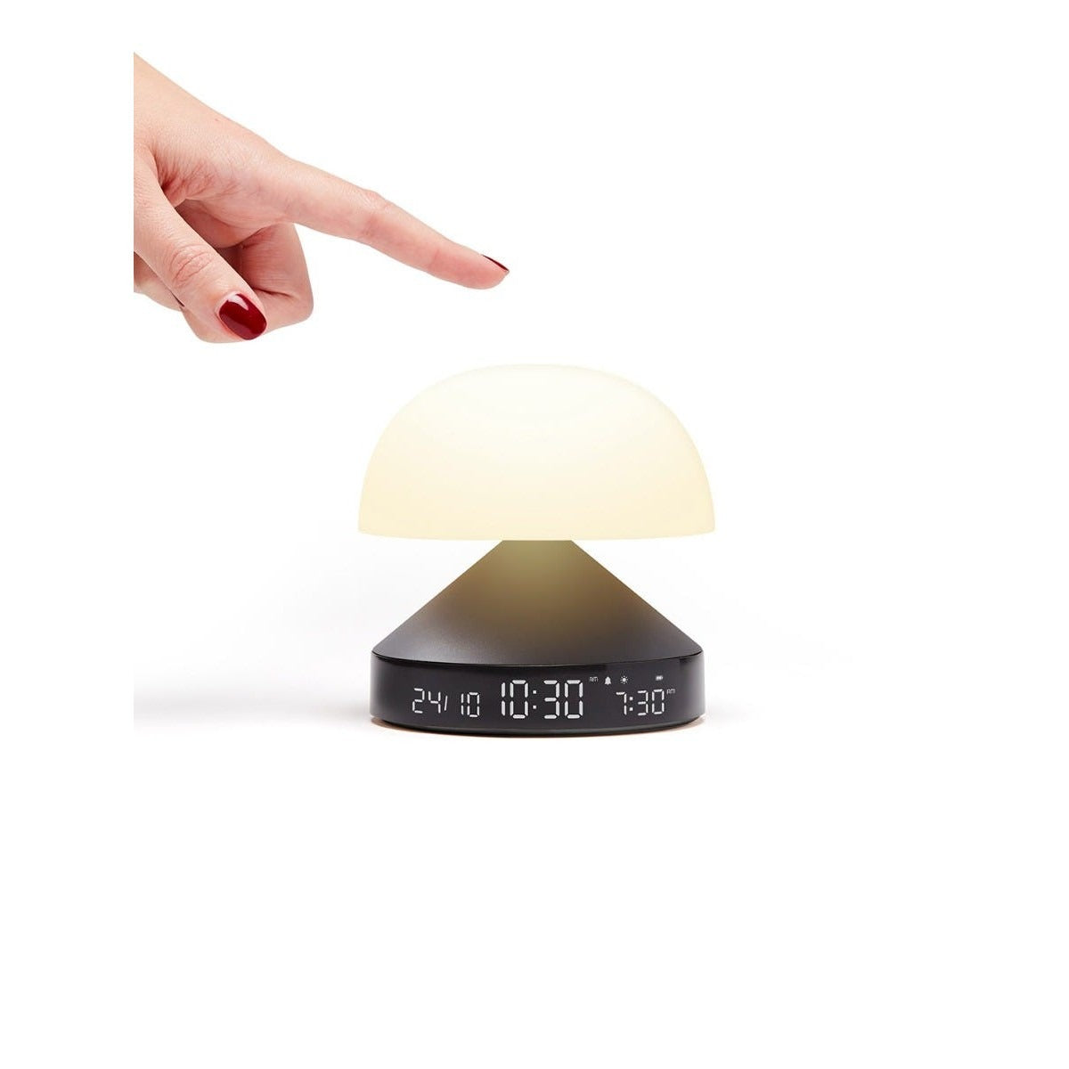 Lexon Mina Sunrise sveglia con luce dell'alba gun metal, comando al tocco sulla cupola