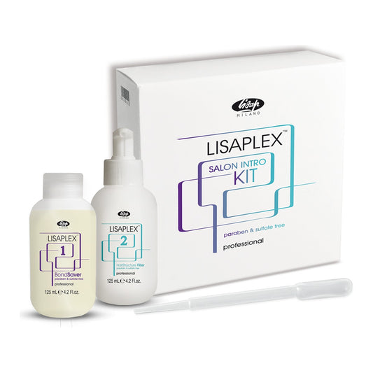 Lisaplex Salon Intro Kit di Lisap Milano: confezione con Bond Saver 1 e Hair Structure Filler 2 da 125 ml e pipetta