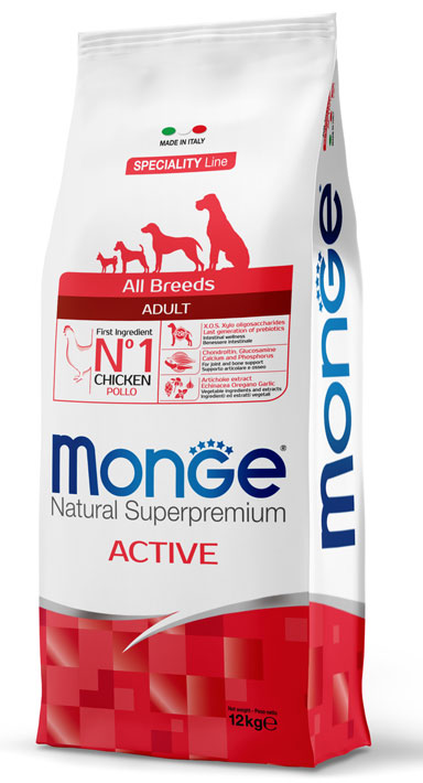 Monge Natural Superpremium All Breeds Adult Active con Pollo — sacco da 12 kg
