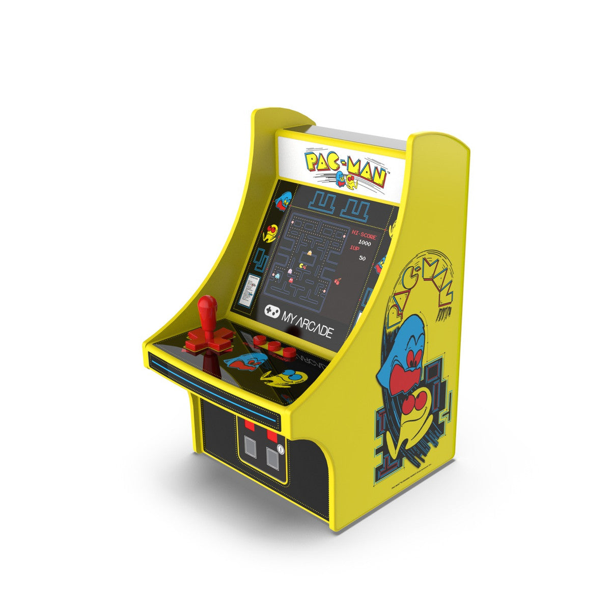 Mini cabinato arcade My Arcade Pac-Man Micro Player, vista di tre quarti