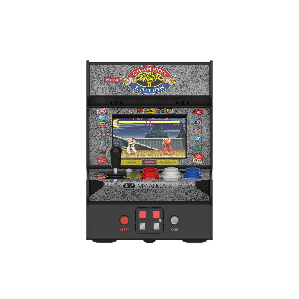Mini cabinato arcade My Arcade Street Fighter II Champion Edition Micro Player, vista frontale