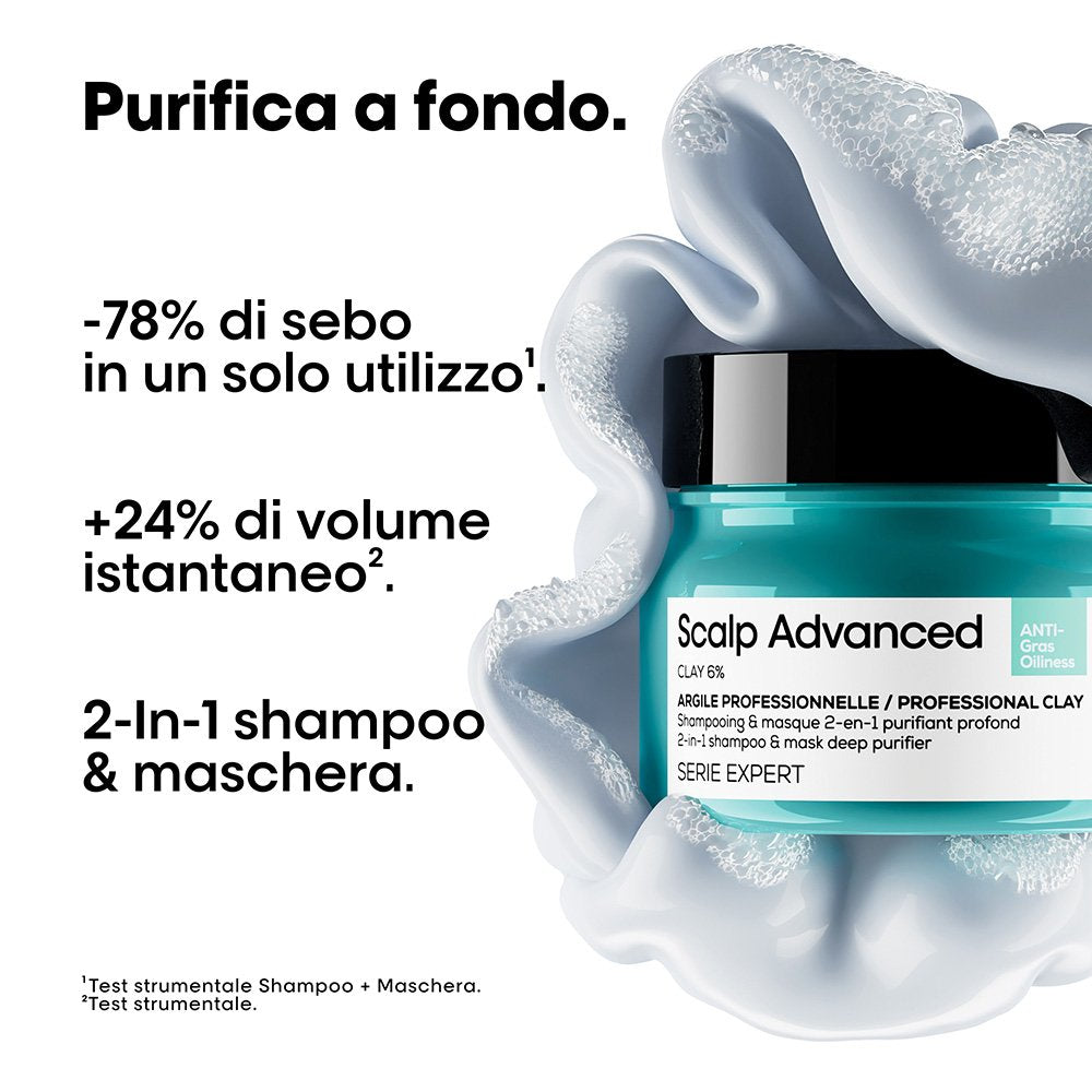 L'Oréal Scalp Advanced 2-in-1 Deep Purifier Clay — maschera purificante all'argilla 250 ml