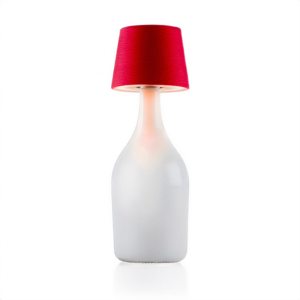 Lampada per bottiglia One-Light Moon rosso lava, sulla bottiglia