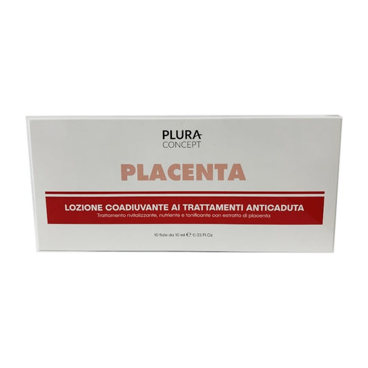 Plura Concept Placenta, lozione coadiuvante ai trattamenti anticaduta, confezione da 10 fiale da 10 ml