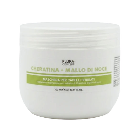 Maschera Plura Concept Cheratina e Mallo di Noce per capelli sfibrati, vasetto da 300 ml