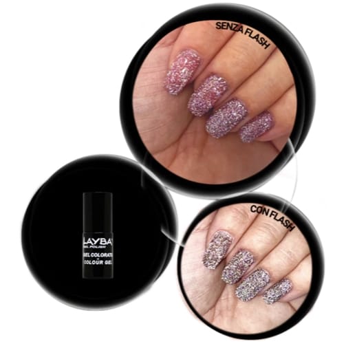 Layba Gel Polish Disco 754 Sweet Dreams — senza e con flash