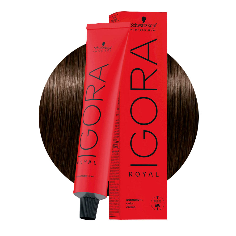 IGORA ROYAL 3-65 castano scuro cioccolato dorato — tubo 60 ml e ciocca colore