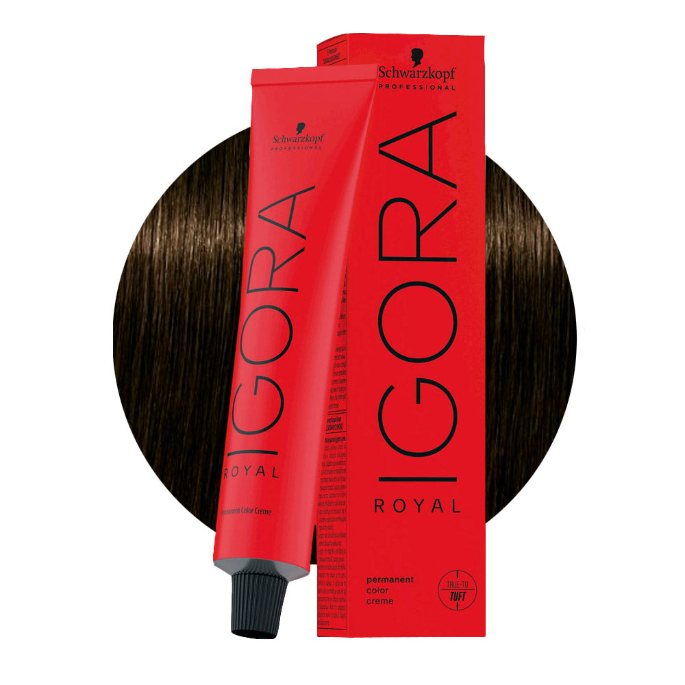 IGORA ROYAL 4-63 castano medio cioccolato matt — tubo 60 ml e ciocca colore