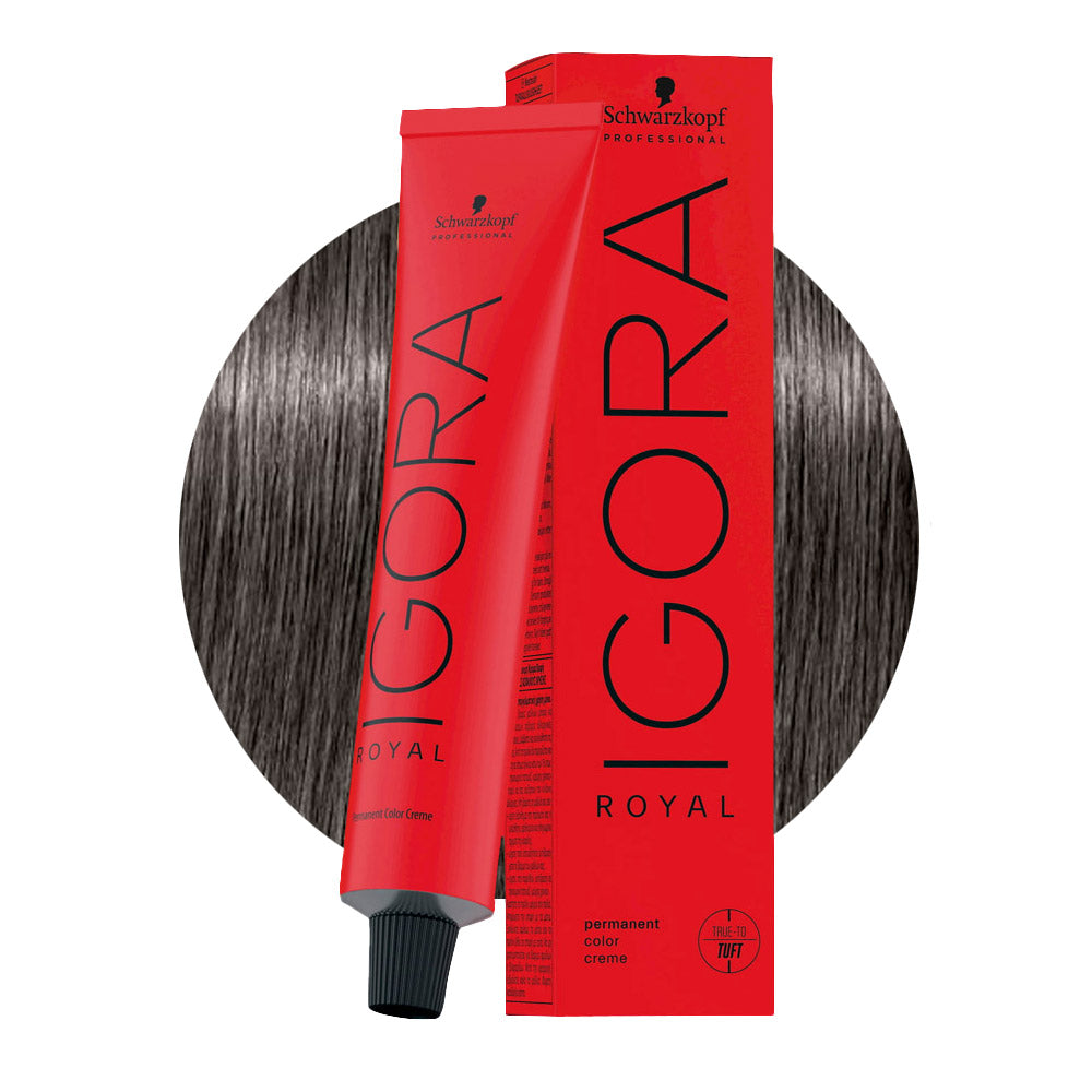 IGORA ROYAL 6-12 biondo scuro cendré cenere — tubo 60 ml e ciocca colore