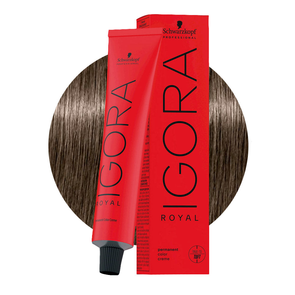 IGORA ROYAL 7-1 biondo medio cendré — tubo 60 ml e ciocca colore