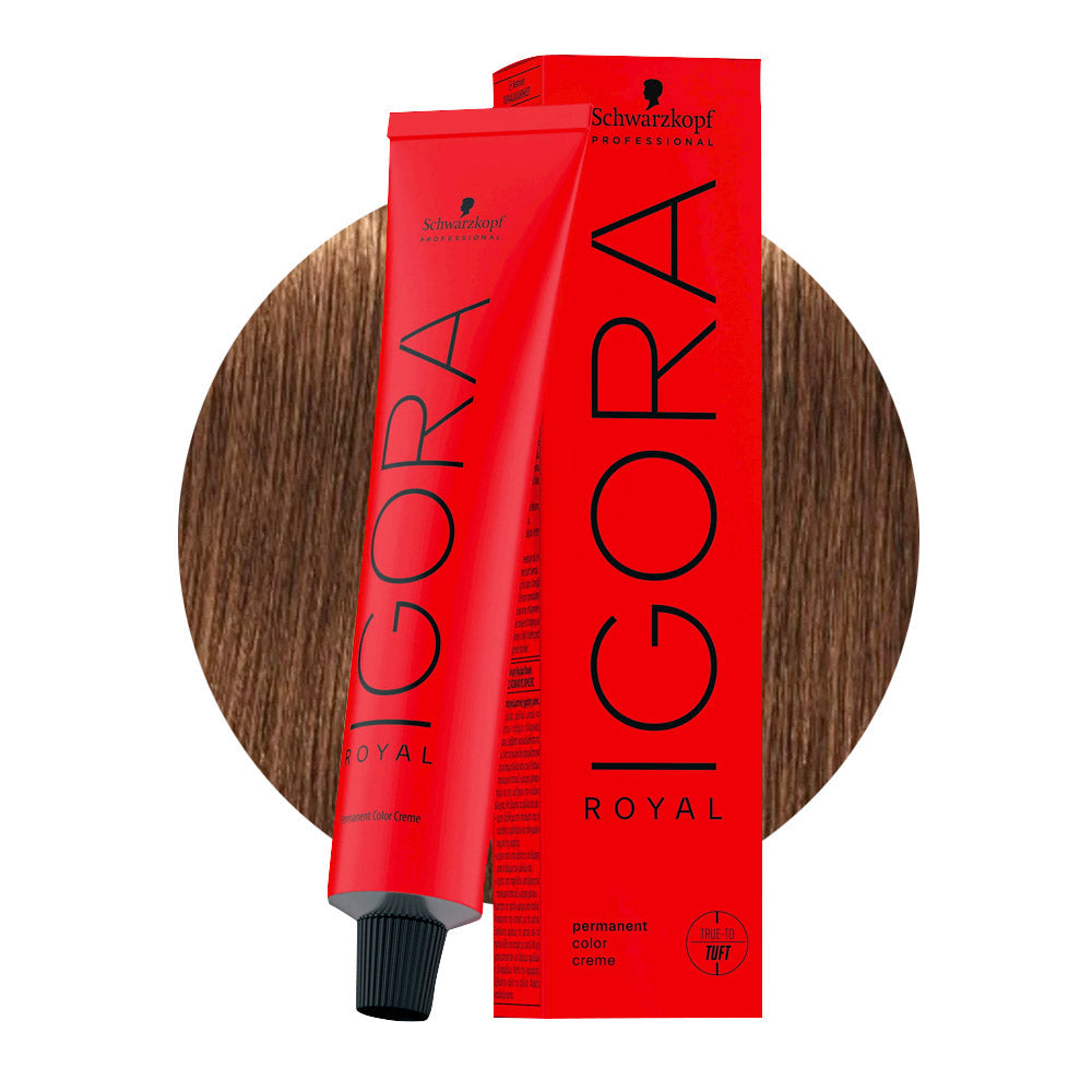 IGORA ROYAL 7-55 biondo medio dorato extra — tubo 60 ml e ciocca colore