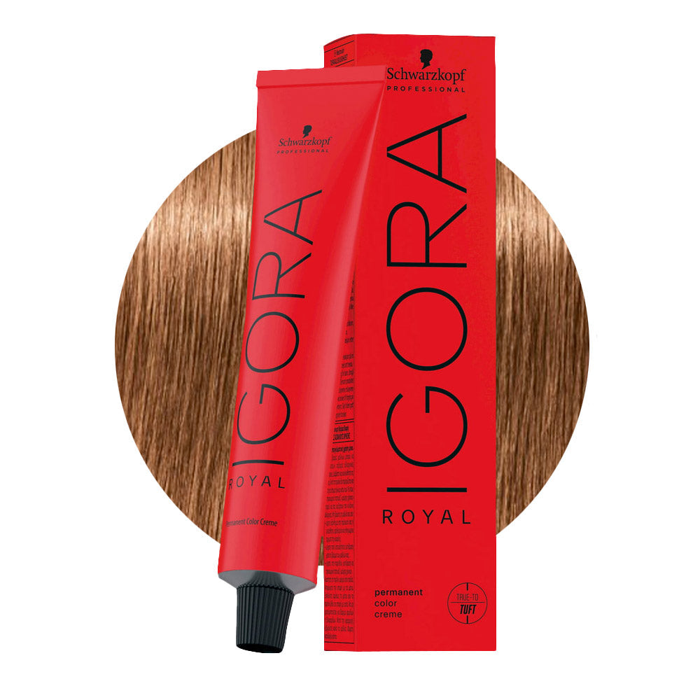 IGORA ROYAL 7-65 biondo medio cioccolato dorato — tubo 60 ml e ciocca colore