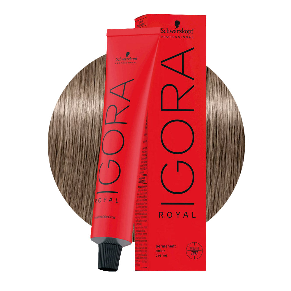 IGORA ROYAL 8-1 biondo chiaro cendré — tubo 60 ml e ciocca colore