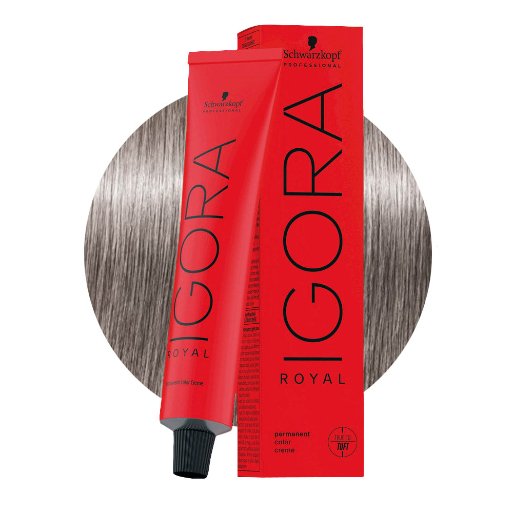 IGORA ROYAL 8-11 biondo chiaro cendré extra — tubo 60 ml e ciocca colore