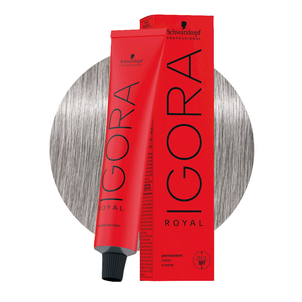 IGORA ROYAL 9,5-22 pastello cenere extra · Blu — tubo 60 ml e ciocca colore