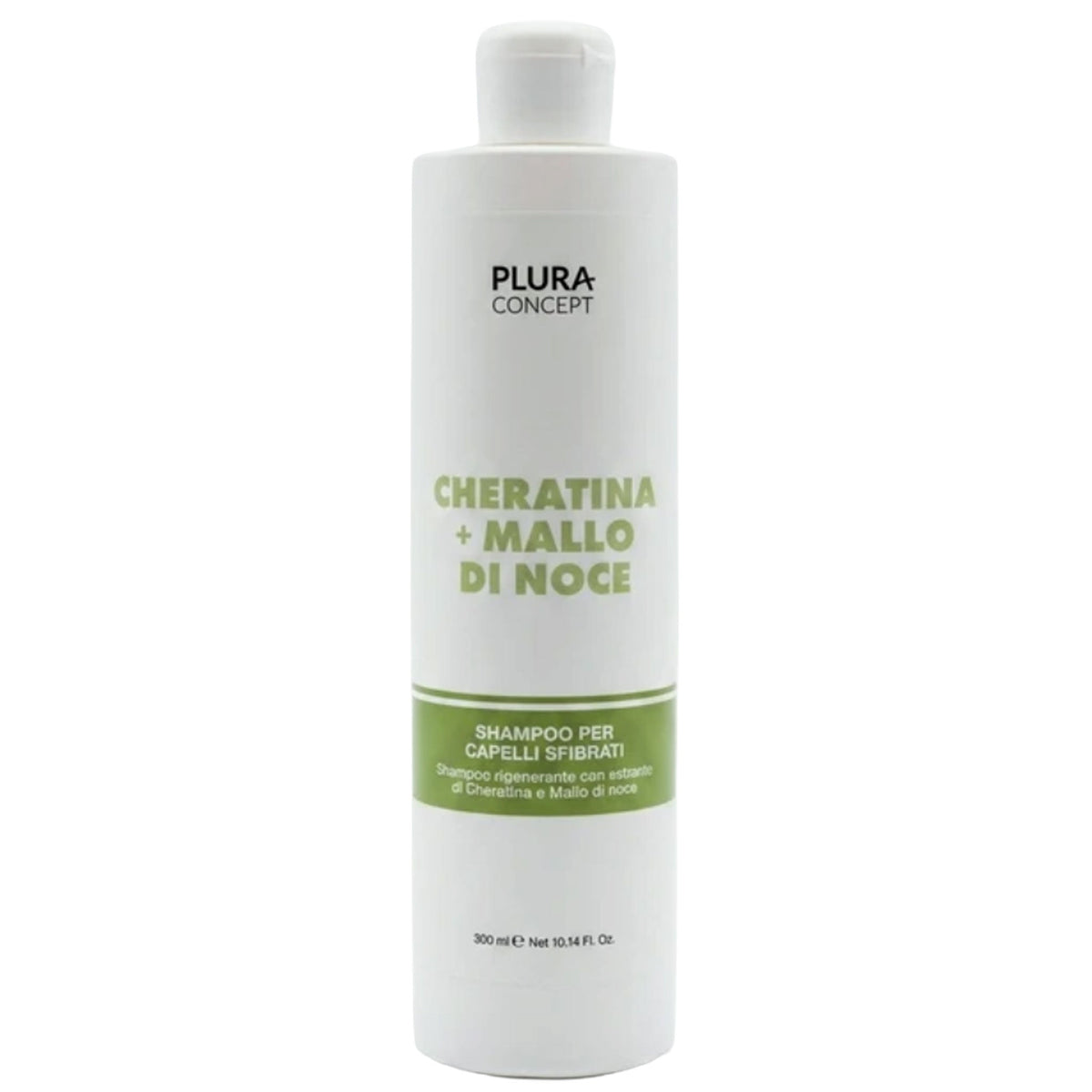Shampoo Plura Concept Cheratina e Mallo di Noce per capelli sfibrati, flacone da 300 ml