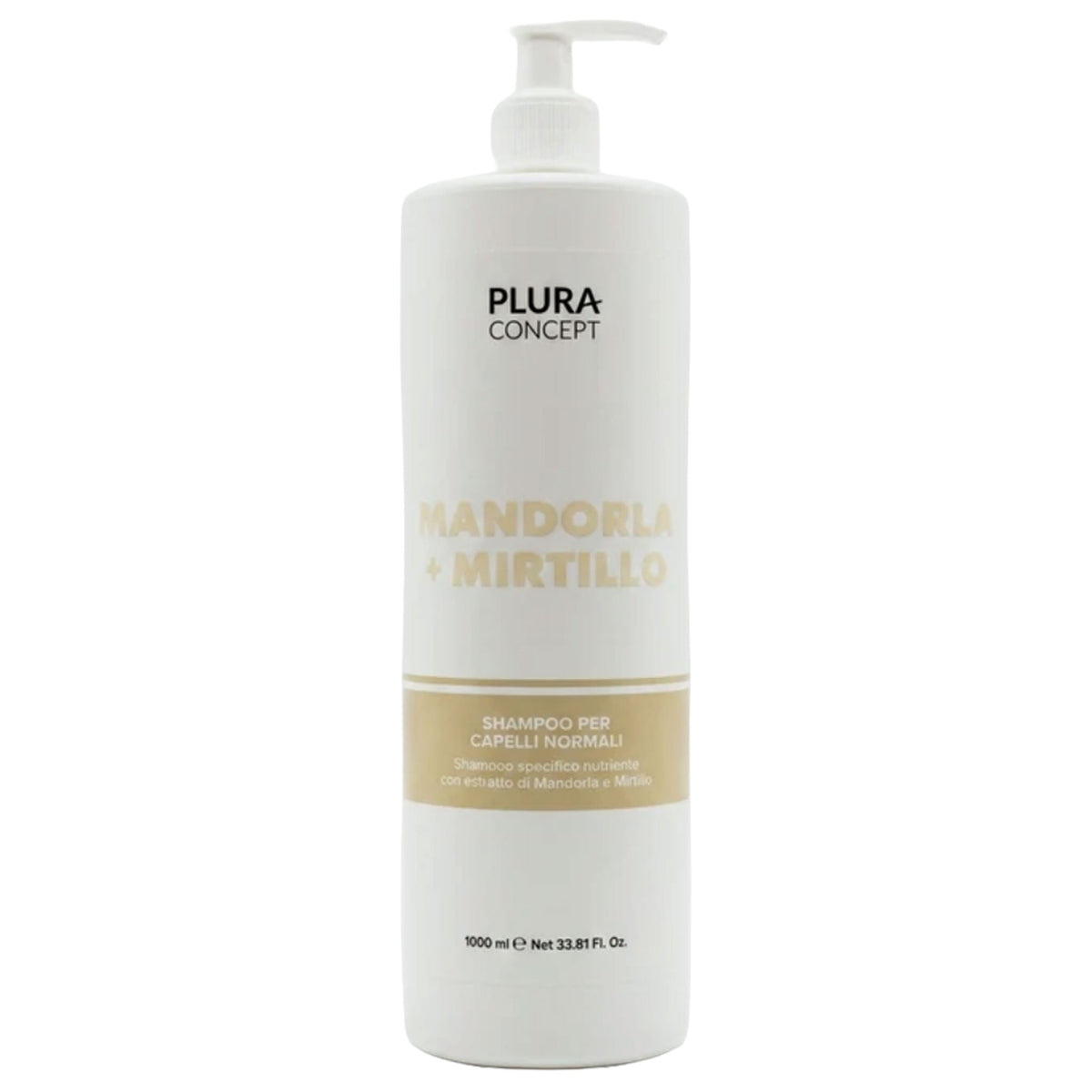 Shampoo Plura Concept Mandorla e Mirtillo per capelli normali, flacone da 1000 ml con dosatore